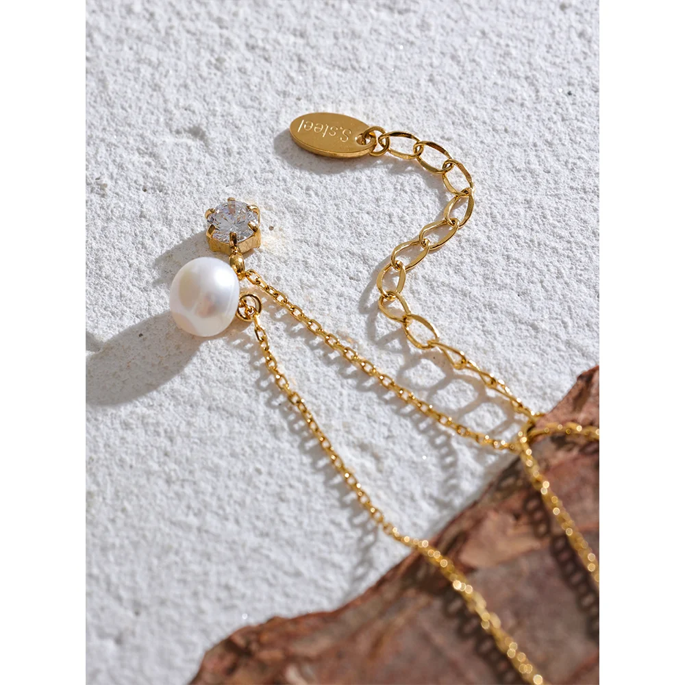 Aurora Pearl & CZ Pendant Necklace