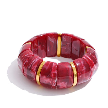 Autumn Aura Elastic Resin Wide Statement Bracelet