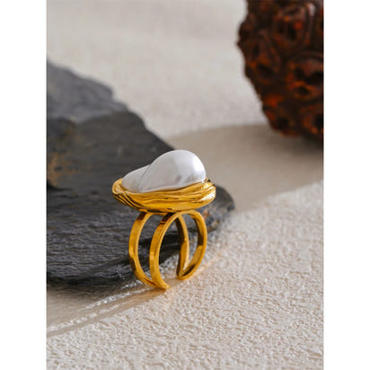 Lyra Vintage Baroque Pearl Ring
