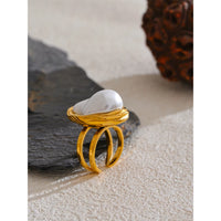 Lyra Vintage Baroque Pearl Ring