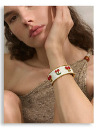 White Cherry Cuff Bracelet
