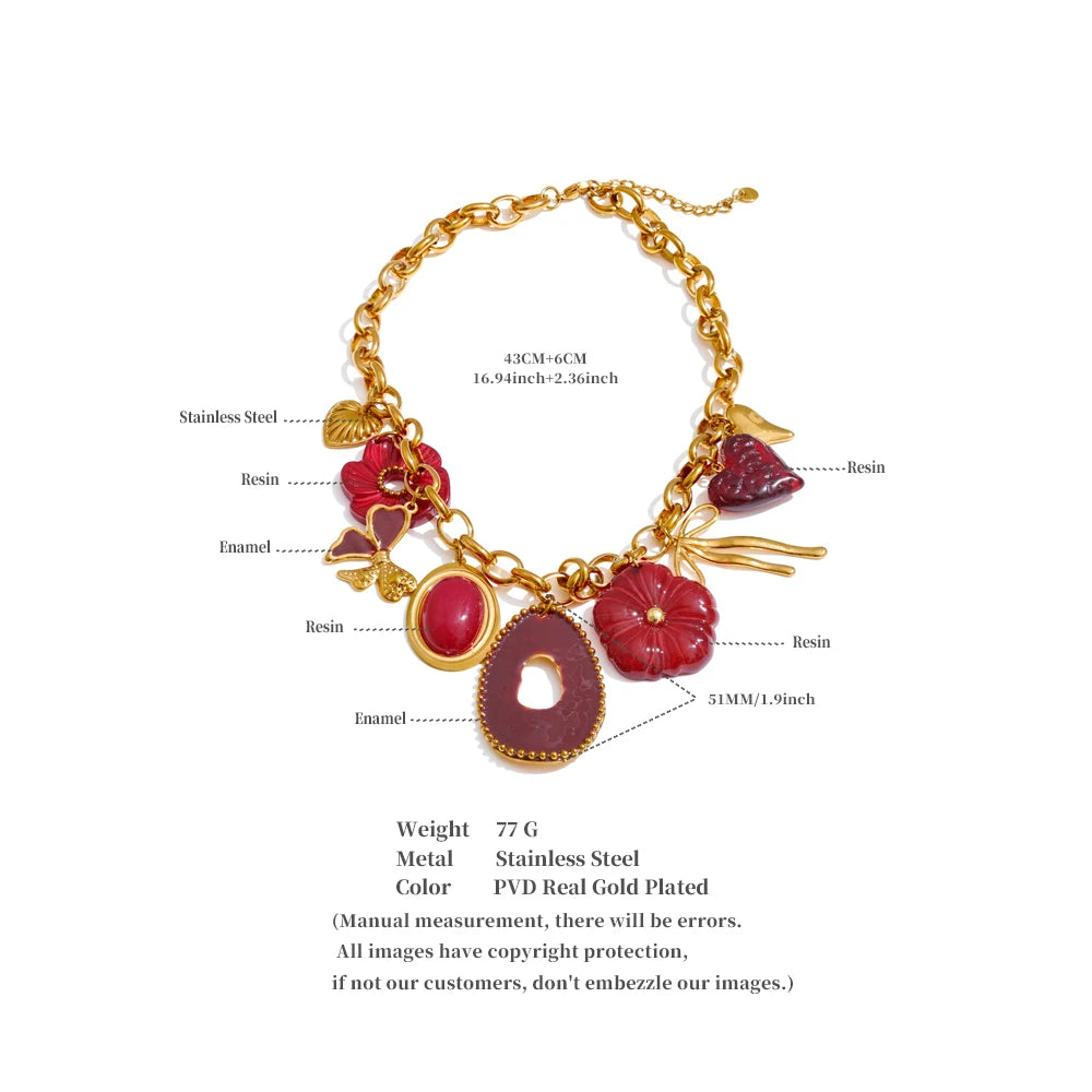 Ruby Blossom Pendant Necklace