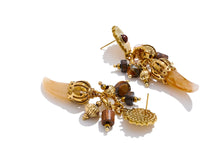 Autumn Aura Vintage Wood & Resin Horn Drop Earrings