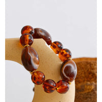 Autumn Aura Amber Resin Round Bead Bracelet