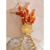 Autumn Aura Resin Beads Tassel Heart Pendant Necklace
