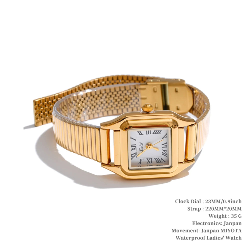 Steeletta Fashion Stainless Steel Ladies’ Watch – 18K Gold Plated