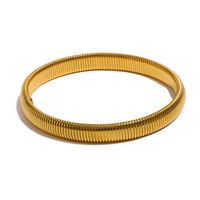 Steeletta Elastic Thick Metal Bracelet – 18K Gold Plated Stainless Steel