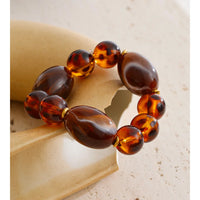 Autumn Aura Amber Resin Round Bead Bracelet