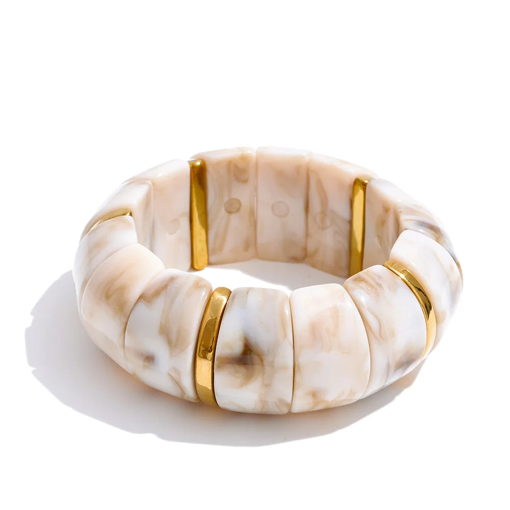 Autumn Aura Elastic Resin Wide Statement Bracelet