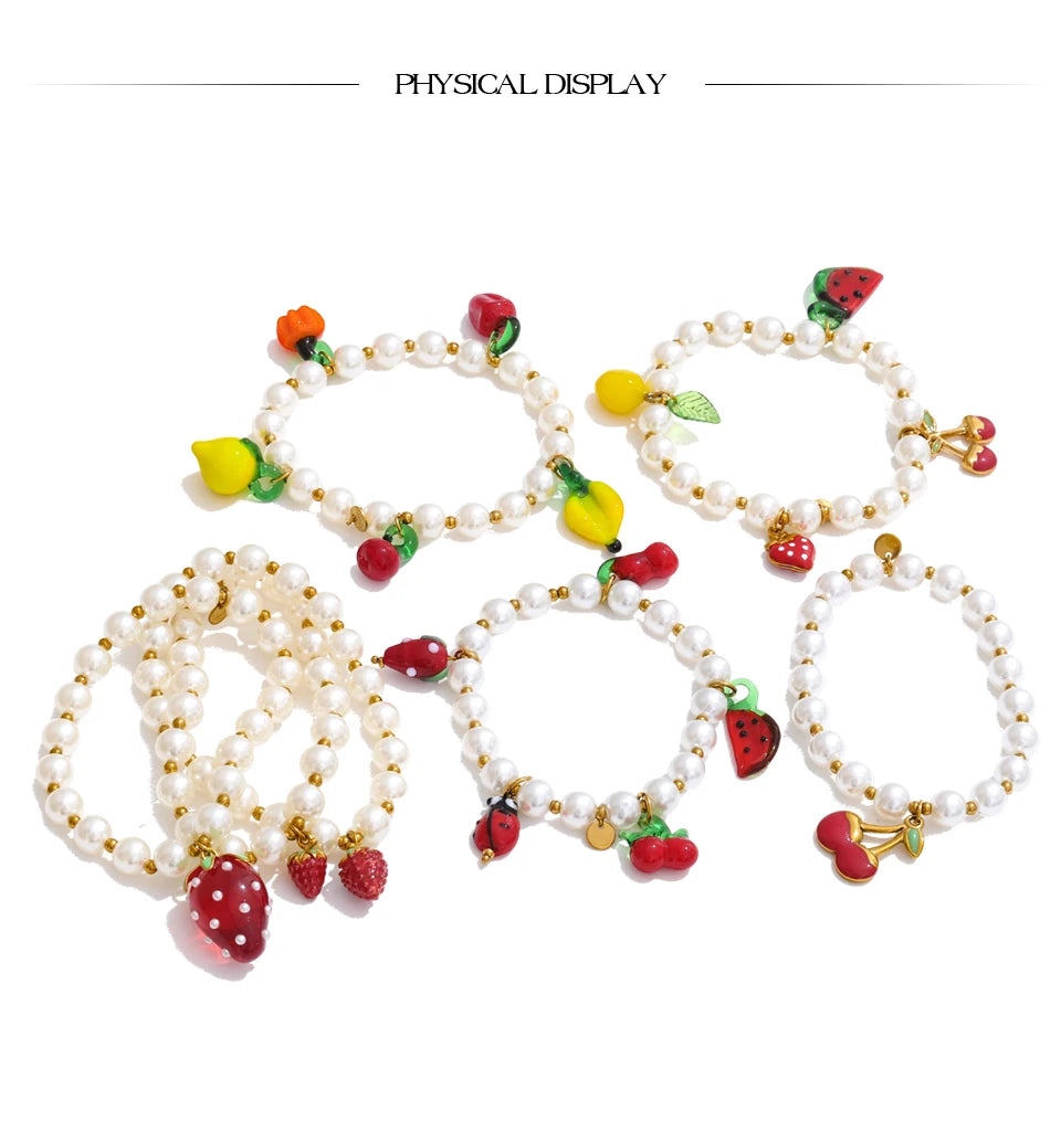 Fruity Bead Charm Bracelets