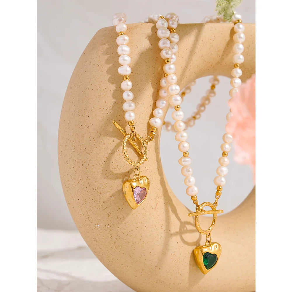 Amara Heart Pearl Necklace