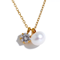 Aurora Pearl & CZ Pendant Necklace