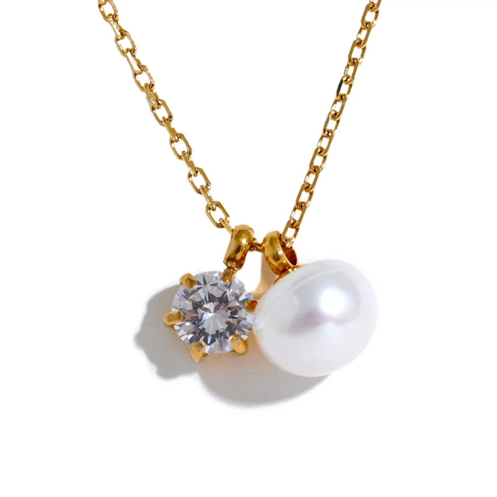 Aurora Pearl & CZ Pendant Necklace