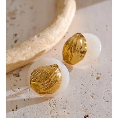 Autumn Aura Detachable Resin Round Geometric Stud Earrings