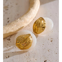 Autumn Aura Detachable Resin Round Geometric Stud Earrings