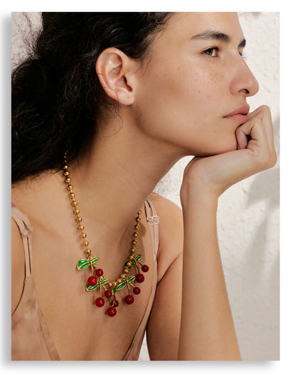 Sweet Cherry Drop Necklace