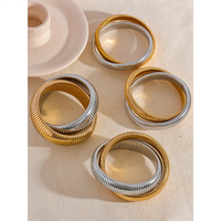 Steeletta Elastic Thick Metal Punk Bracelet – 18K Gold Plated