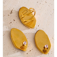 Autumn Aura Geometric Wood & Stainless Steel Stud Earrings & Ring Set