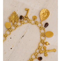 Autumn Aura Vintage Resin Heart & Flower Cross Pendant Necklace