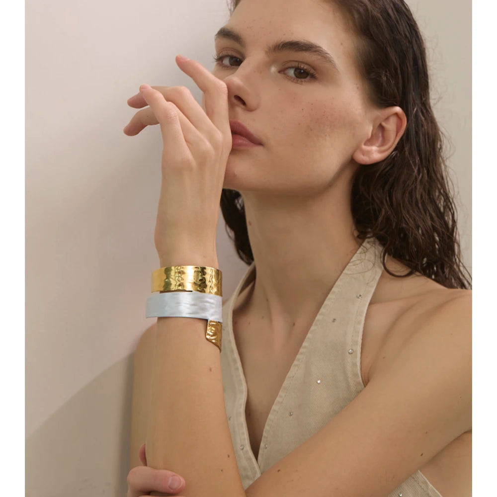 Steeletta Paint-Layer Wide Statement Cuff Bracelet