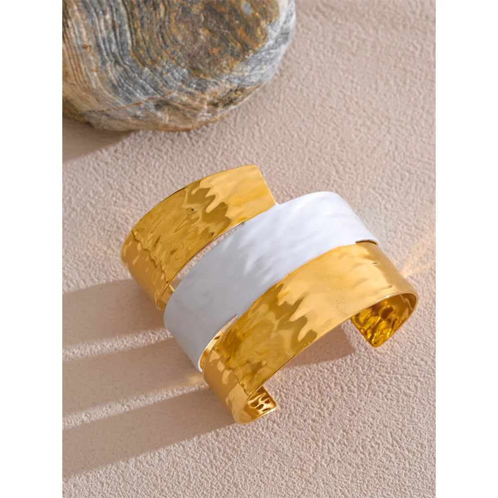Steeletta Paint-Layer Wide Statement Cuff Bracelet