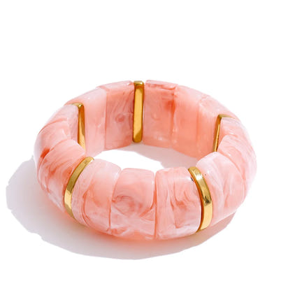 Autumn Aura Elastic Resin Wide Statement Bracelet