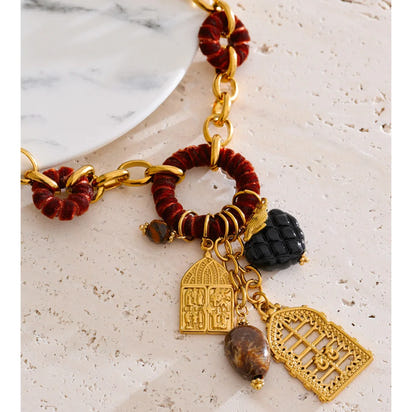 Autumn Aura Resin Heart Geometric Pendant Necklace