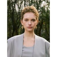 Selene Cross Pearl Drop Earrings