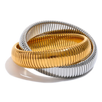 Steeletta Elastic Thick Metal Punk Bracelet – 18K Gold Plated