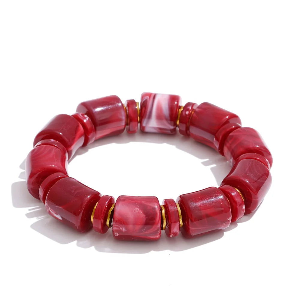 Autumn Aura Multi-Color Resin Bead Chain Bracelet