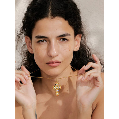 Celeste Cross Pearl Necklace