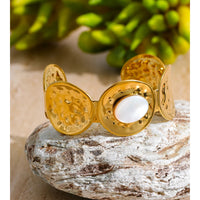 Autumn Aura Hammered Metal Shell Cuff Bracelet