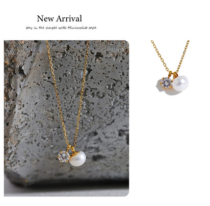 Aurora Pearl & CZ Pendant Necklace