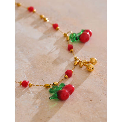 Crimson Cherry Drop Necklace