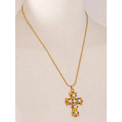 Celeste Cross Pearl Necklace