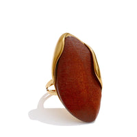 Autumn Aura Geometric Wood & Stainless Steel Stud Earrings & Ring Set