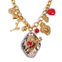 Autumn Aura Acrylic Flower & Heart Charm Pendant Necklace