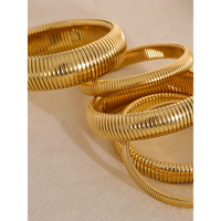Steeletta Elastic Thick Metal Bracelet – 18K Gold Plated Stainless Steel
