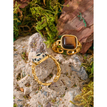 Autumn Aura Tiger Natural Stone Open Ring
