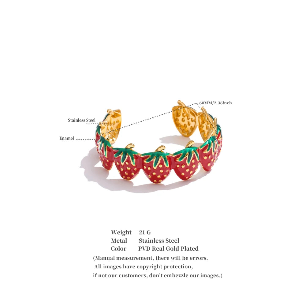 Sweet Strawberry Cuff Bracelet