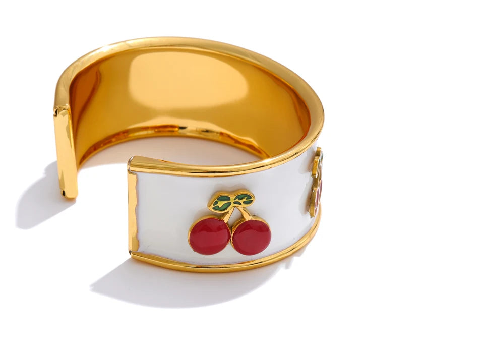 White Cherry Cuff Bracelet