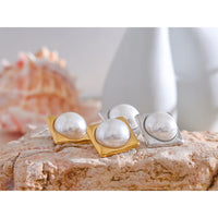 Selina Square Pearl Studs