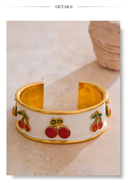 White Cherry Cuff Bracelet