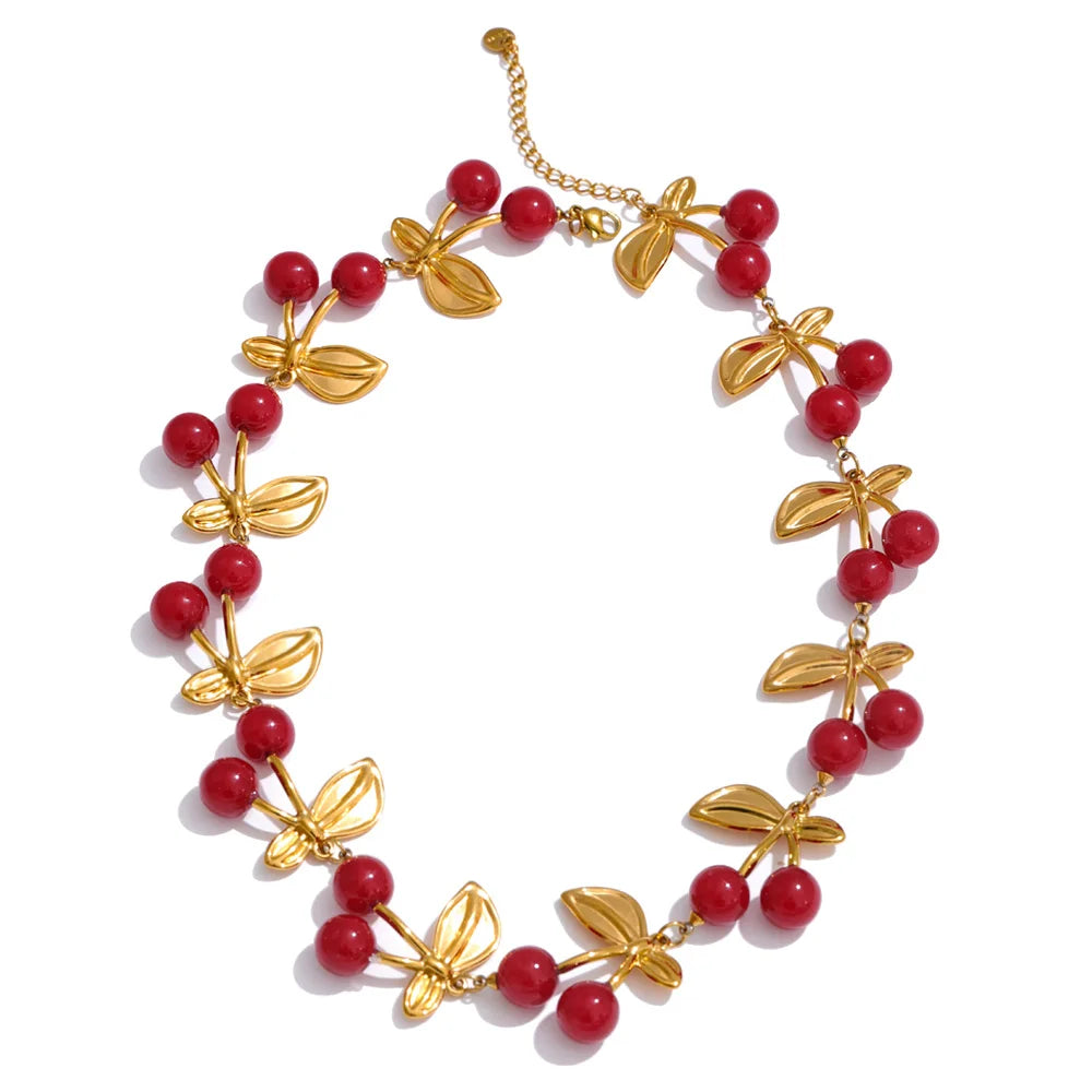 Ruby Cherry Charm Necklace