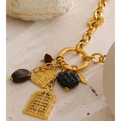 Autumn Aura Resin Heart Geometric Pendant Necklace