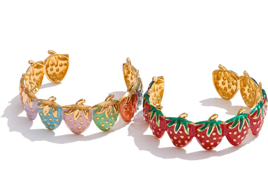 Sweet Strawberry Cuff Bracelet