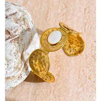 Autumn Aura Hammered Metal Shell Cuff Bracelet