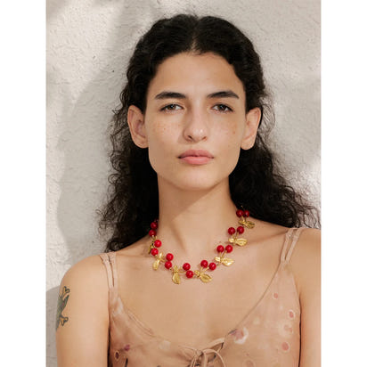 Ruby Cherry Charm Necklace