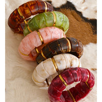Autumn Aura Elastic Resin Wide Statement Bracelet