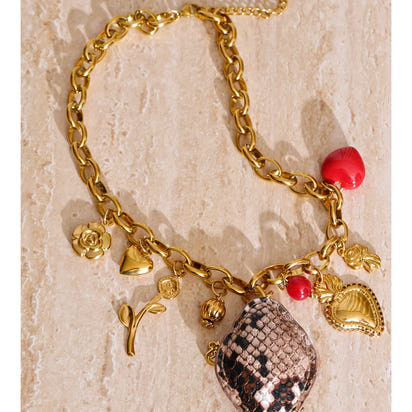 Autumn Aura Acrylic Flower & Heart Charm Pendant Necklace